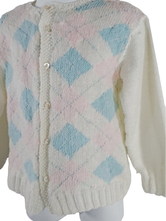 1970s/1980s Toddler White with Pink and Blue Diam… - image 6