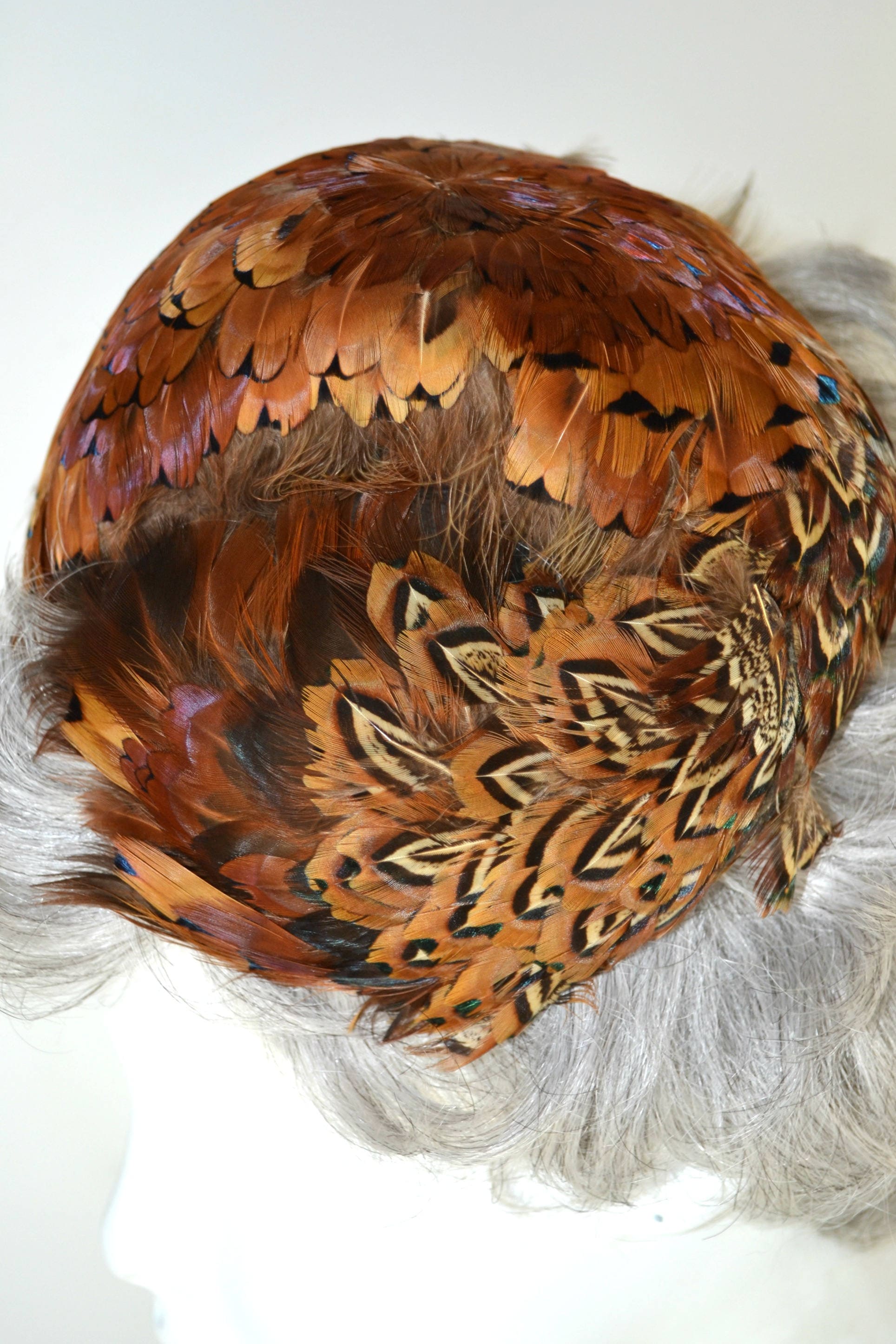Vintage 50s 60s Pheasant Feather Fascinator Headband Hat Brown JS Pheasant Hat Fascinator - Etsy main image 4