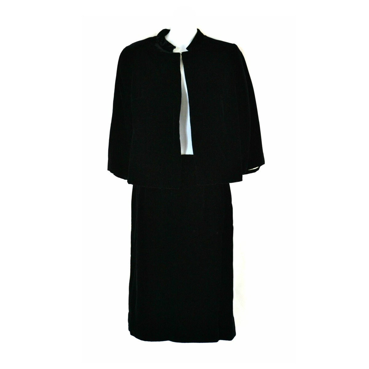 1950s Black Velvet Suit Caplet Jacket and Skirt by Johnnye Etsy