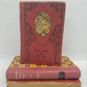 Vintage Red Book Decor, Stack of 6 Books, Red Book Bundle image 4