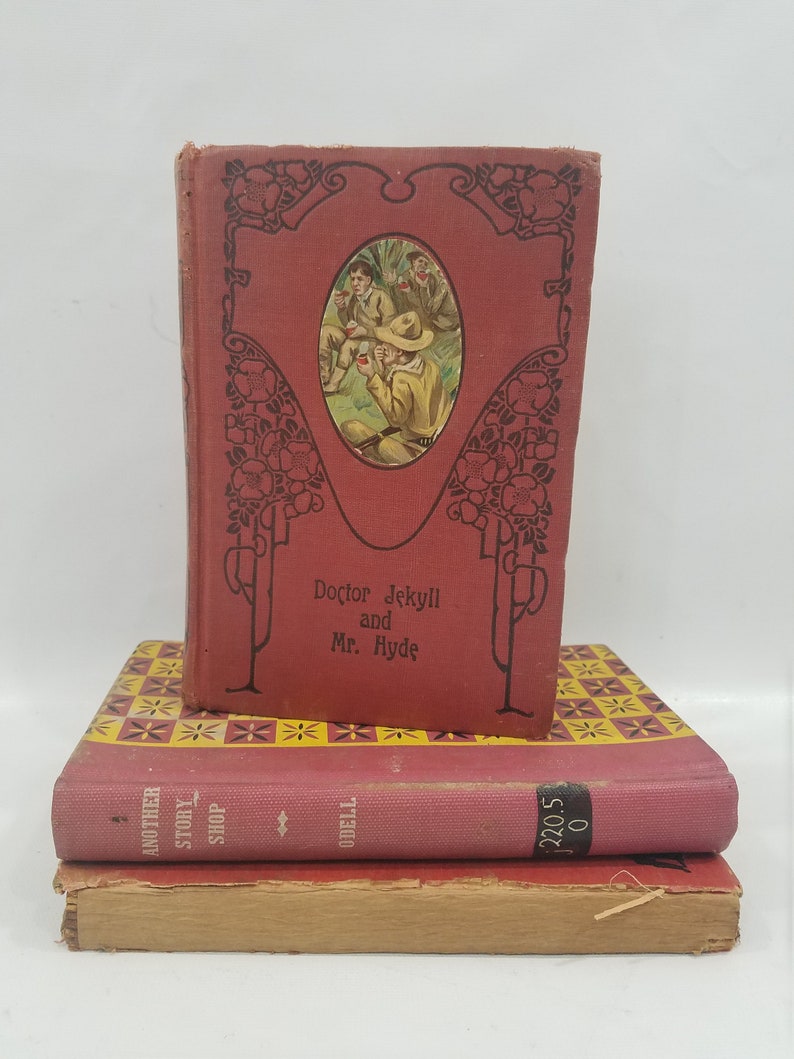 Vintage Red Book Decor, Stack of 6 Books, Red Book Bundle image 4