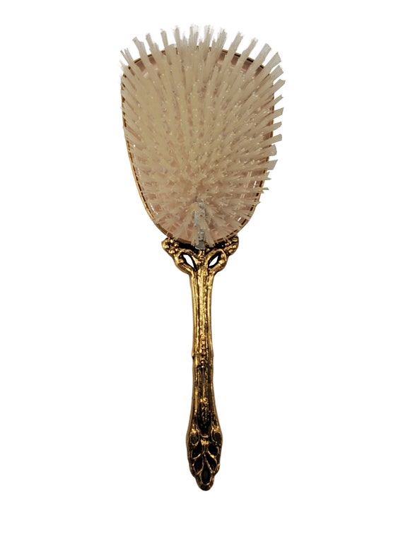 Vintage Gold Tone Ormolu Vanity Hair Brush With Gold Floral  display picture 3