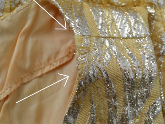 1960s Gold Damask Lame Sleeveless Dress - image 8