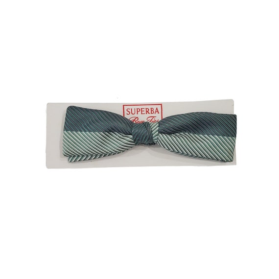 1950s/1960s Two Tone Green Stripe Bow Tie by Super