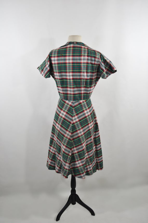 1950s Green, White, Red and Yellow Tartan Plaid F… - image 5