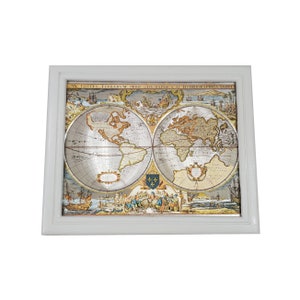 Vintage Nova Totivs Terrarvm Orbis Geographica Ac Hydrographica Tabvla folierte Weltkarte, Lithographie