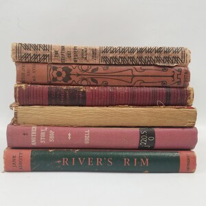 Vintage Red Book Decor, Stack of 6 Books, Red Book Bundle image 2