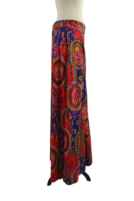 1970s Red and Purple Paisley Psychedelic Maxi Ski… - image 6
