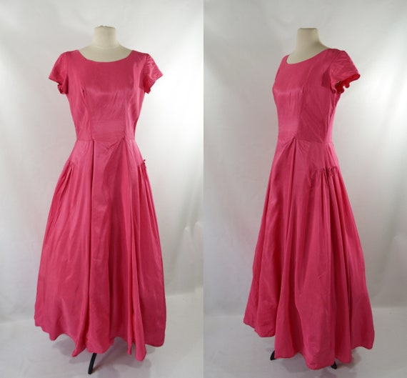 1960s/1970s Pink Liquid Satin Formal Gown/Dress, B