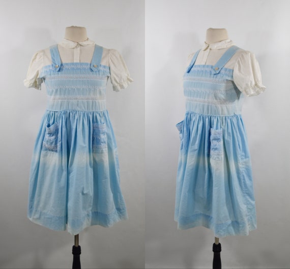 light blue pinafore dress