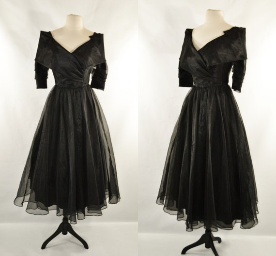 1980s does 1950s Black Cocktail Dress by Jordan