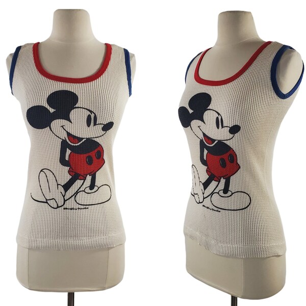 1970s Mickey Mouse Waffle Weave/Thermal Tank Top by Tropix Togs, Walt Disney Production, Vintage Disney