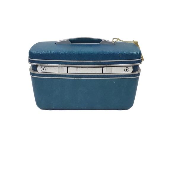 Vintage Blue Marbled Hard Shell Case Train Case by Samsonite Sherbrooke, Carry-On Bag, Lingerie, Storage