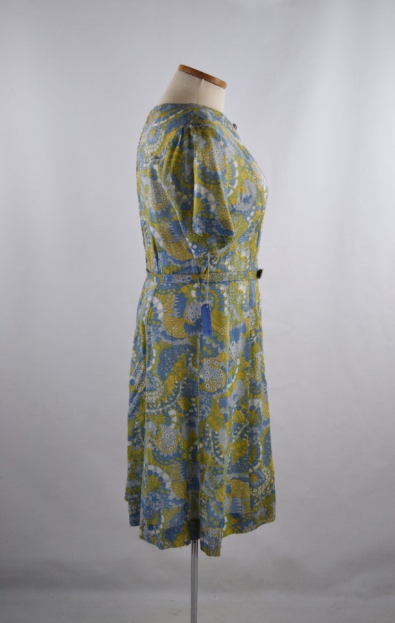 1950s NOS Blue, Green, Yellow and White Floral Pr… - image 6