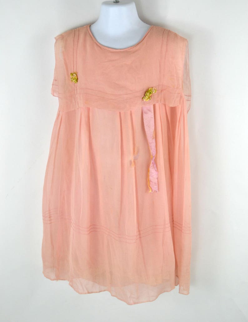 Vintage Rare Pink Muslin Sleeveless Girls Dress, Toddler Girl Dress, Needs TLC, Wounded Bird image 2