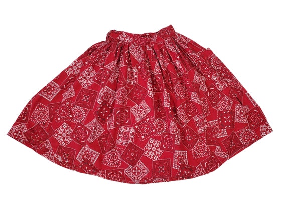 Vintage Girls Red Bandanna Skirt, Girls Size 6 - image 2