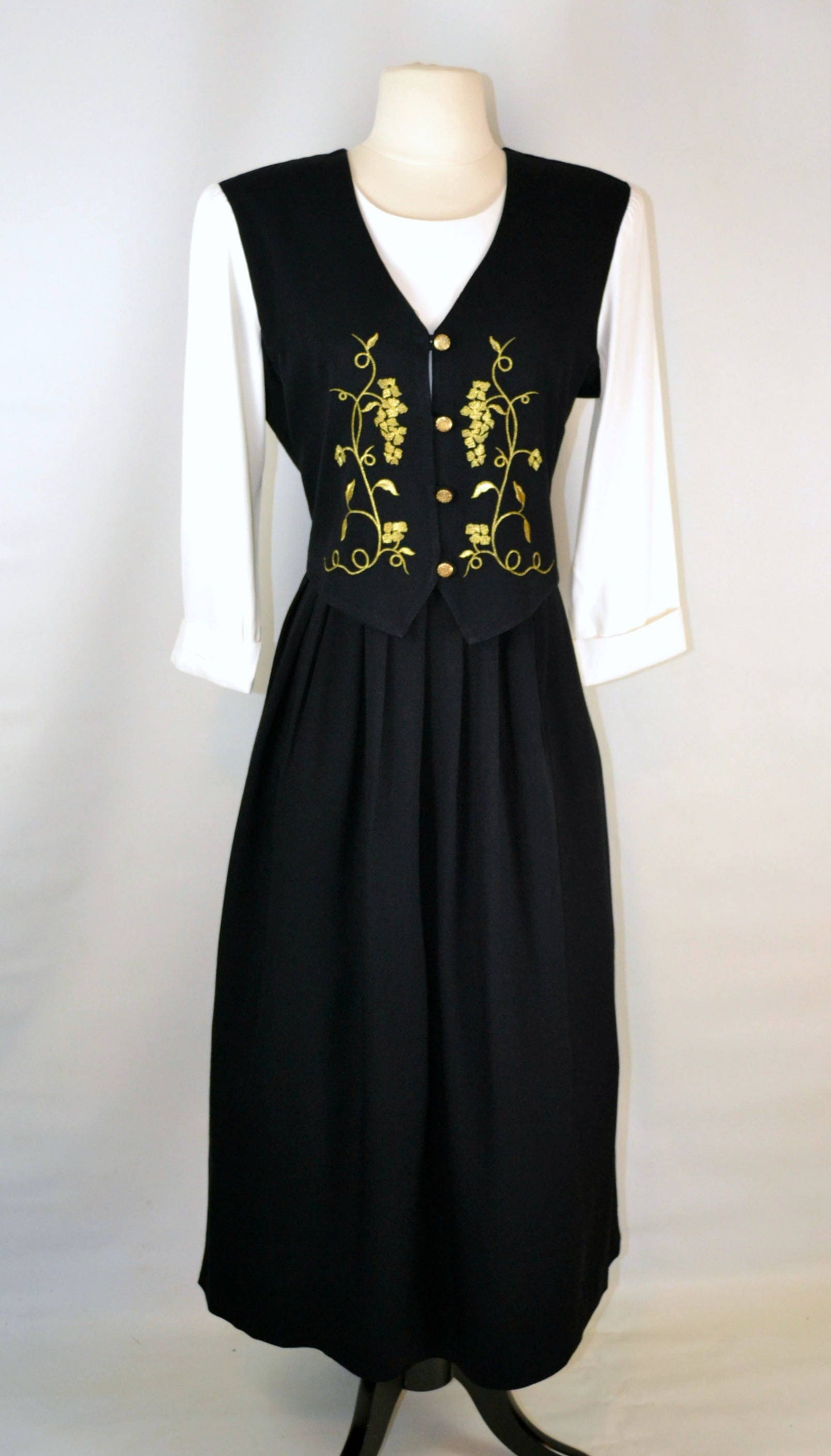 1980s Black and White Layered One Piece Dress by Allison Che 1980s Black and White Layered One Piece Dress by Allison Che