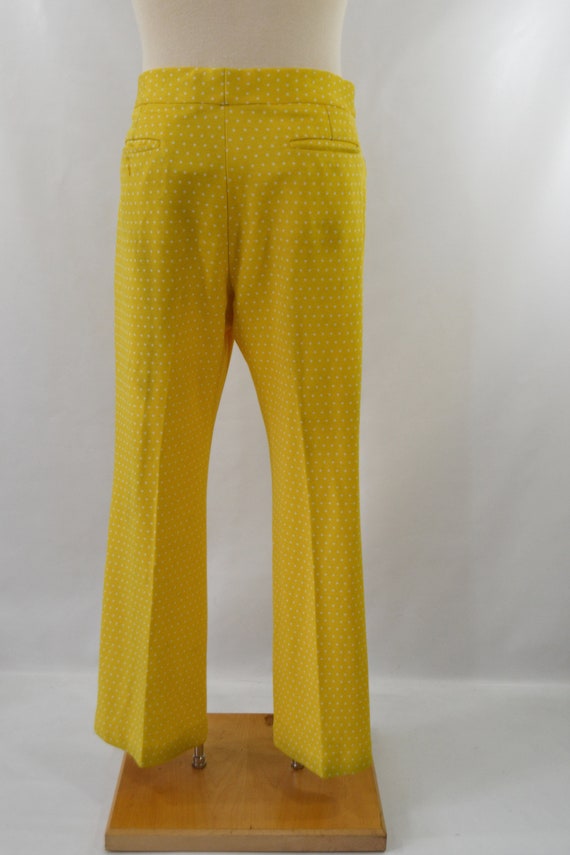 1970s Bright Yellow and White Polka Dot Knit Pant… - image 5