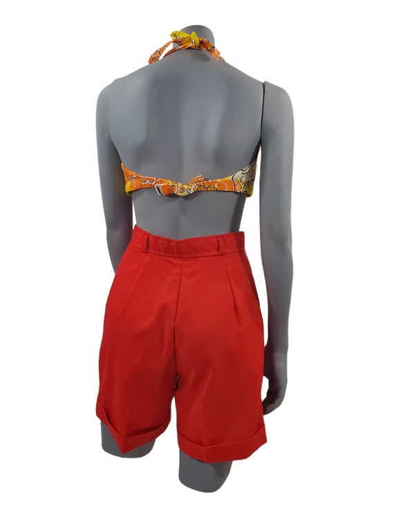 1970s Tomato Red High Waisted Shorts by Parsons P… - image 4