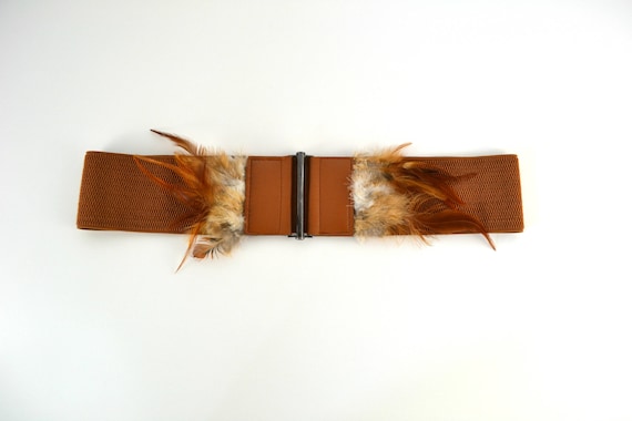 Vintage Wide Brown Elastic Stretch Waspie Belt wit