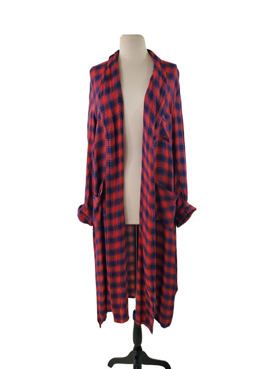 1950s/1960s Red and Blue Plaid Unisex Robe - image 8