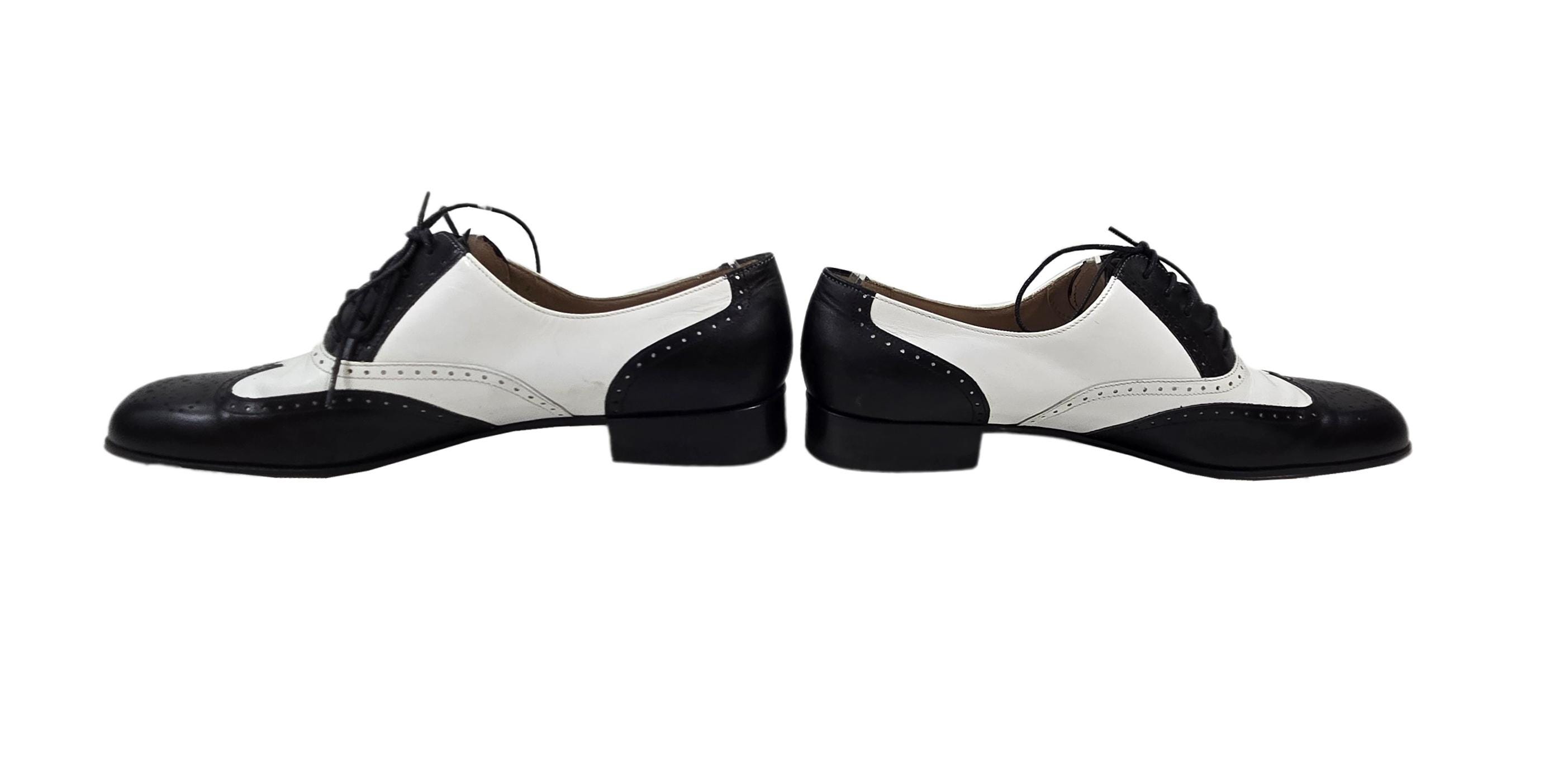 Vintage Women's Black and White Wingtip Spectator Oxford by