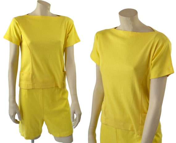 1950s Bright Yellow Shirt and Shorts Set 2 Piece Outfit | Etsy