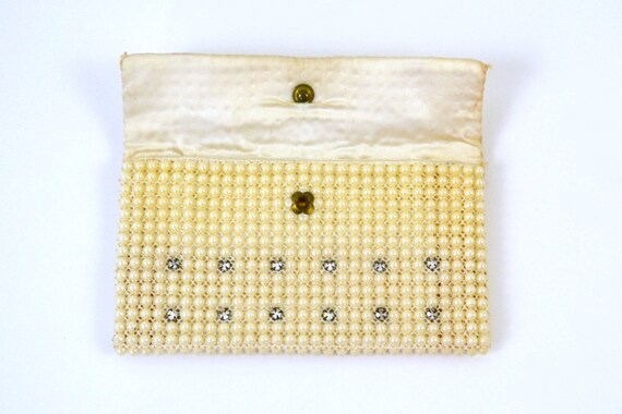 Vintage Small Ivory Bead Clutch, Evening Bag, Wed… - image 2