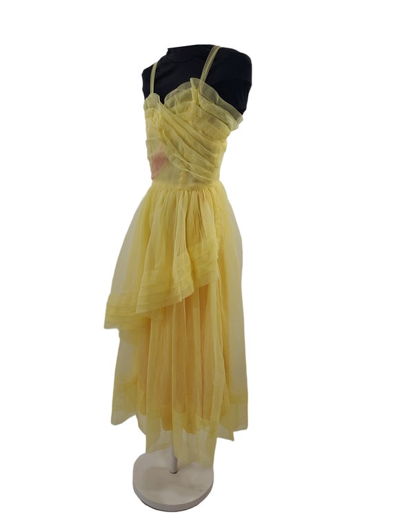 1950s/1960s Girls Yellow Sleeveless Frothy Tulle … - image 3