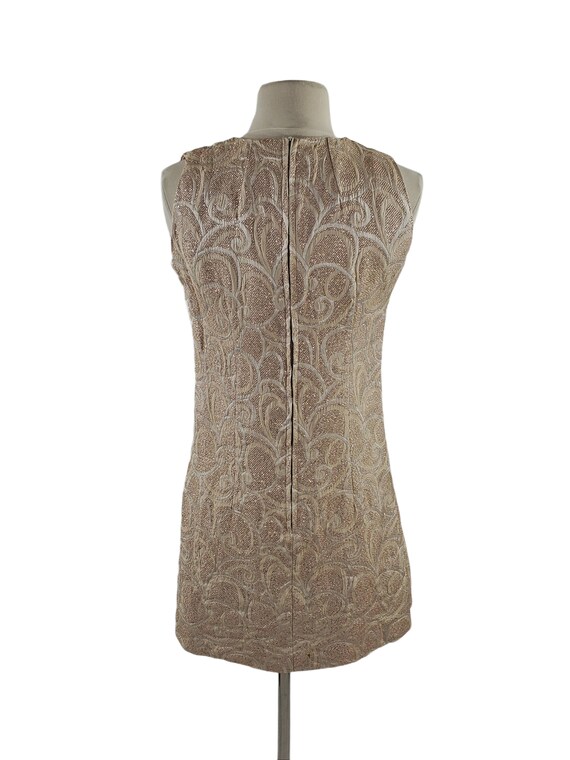 1960s Gold and Cream Metallic Brocade Mini Dress - image 5