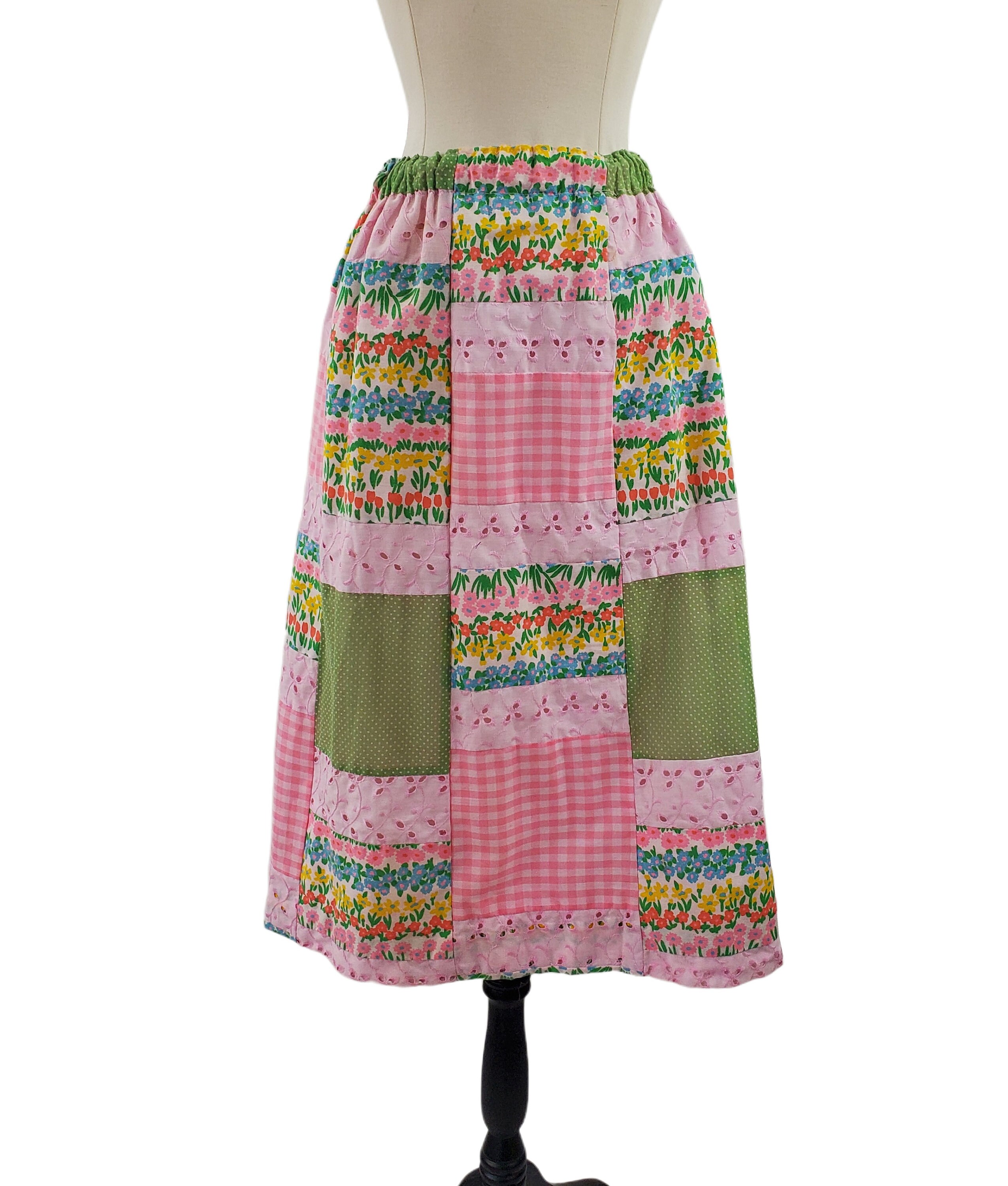 Vintage Pink and Green Patchwork Knee Length Skirt by Talbots - Etsy
