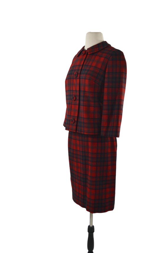 1950s/1960s Red, Green and Blue Wool Plaid Jacket… - image 3