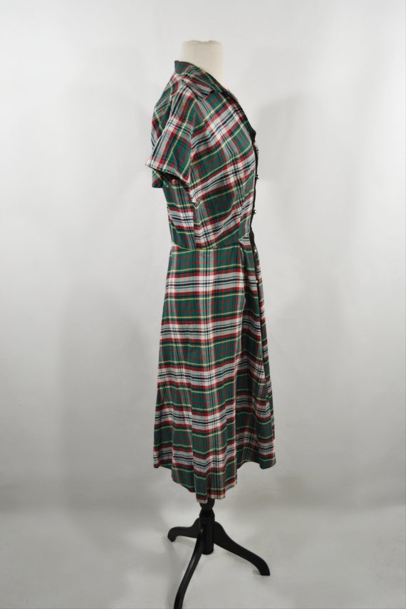 1950s Green, White, Red and Yellow Tartan Plaid F… - image 6