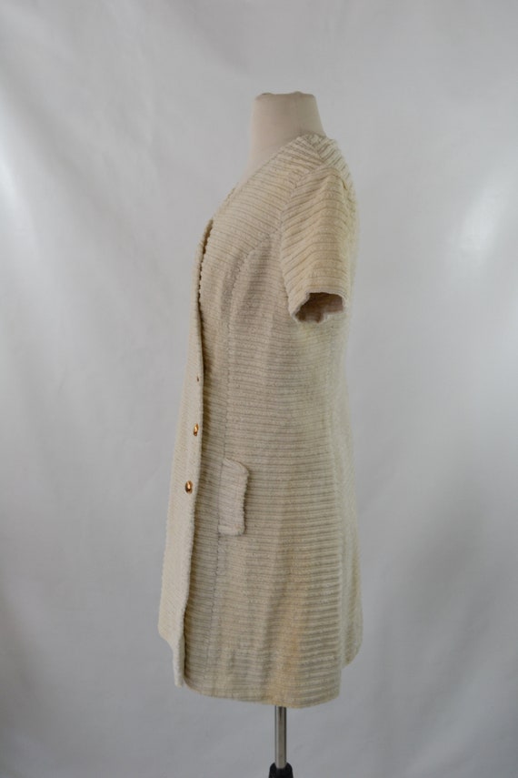 1960s Cream/Ivory MOD Chenille Midi Dress by Sue … - image 4