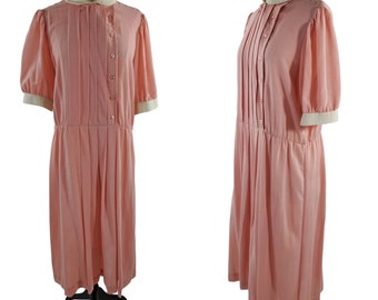 1980s Dusty Rose Pink Day Dress by Sears