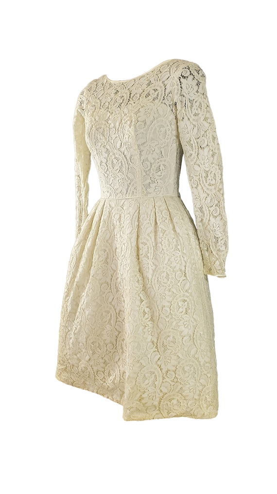 Vintage Ivory Lace Tea Length Gown