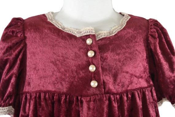 1980s Holiday Baby Girl Cranberry Velvet Dress by… - image 5