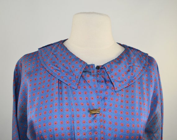 1950s Blue with Small Red, Yellow and Black Flowe… - image 7