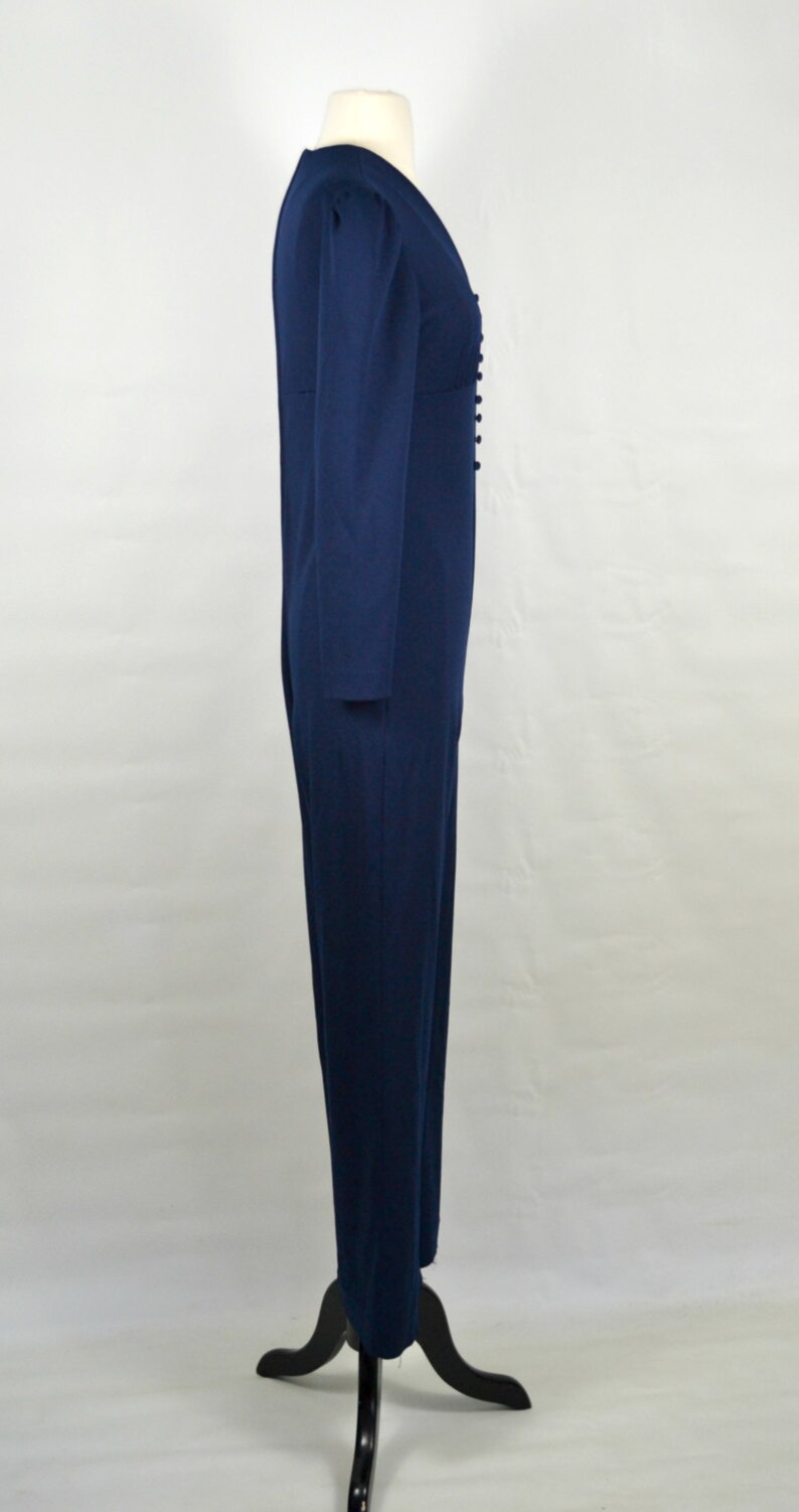1970s Dark Blue Jumpsuit, Pants, Disco, Romper, Polyester, Small image 5