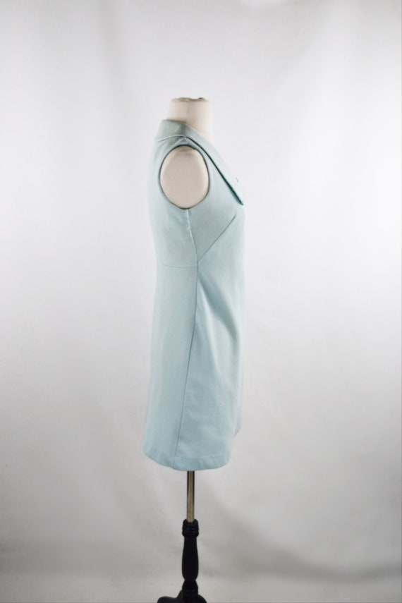 1960s/1970s Mint Blue Sleeveless Wrap Dress, Tass… - image 6