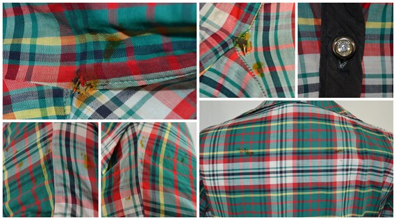 1950s Green, White, Red and Yellow Tartan Plaid F… - image 7