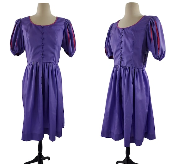 Vintage Purple Fit and Flare Puffed Sleeve Dress by Sweet Talk, Cosplay Princess - Etsy Denmark Vintage Purple Fit and Flare Puffed Sleeve Dress by Sweet Talk, Cosplay Princess - Etsy Denmark
