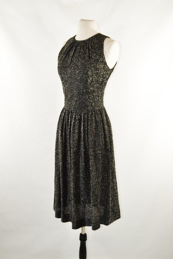 1960s Black and Silver Metallic Lurex Sleeveless … - image 3