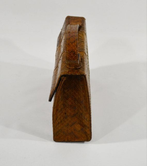 Vintage Python Snake Skin Top Handle Handbag - image 5