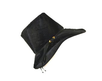 Vintage Black Velour Ladies Top Hat by Jill Stevens Creation, Costume Hat