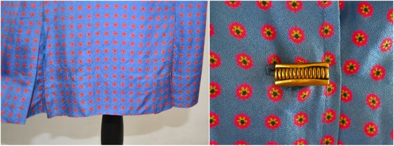 1950s Blue with Small Red, Yellow and Black Flowe… - image 8