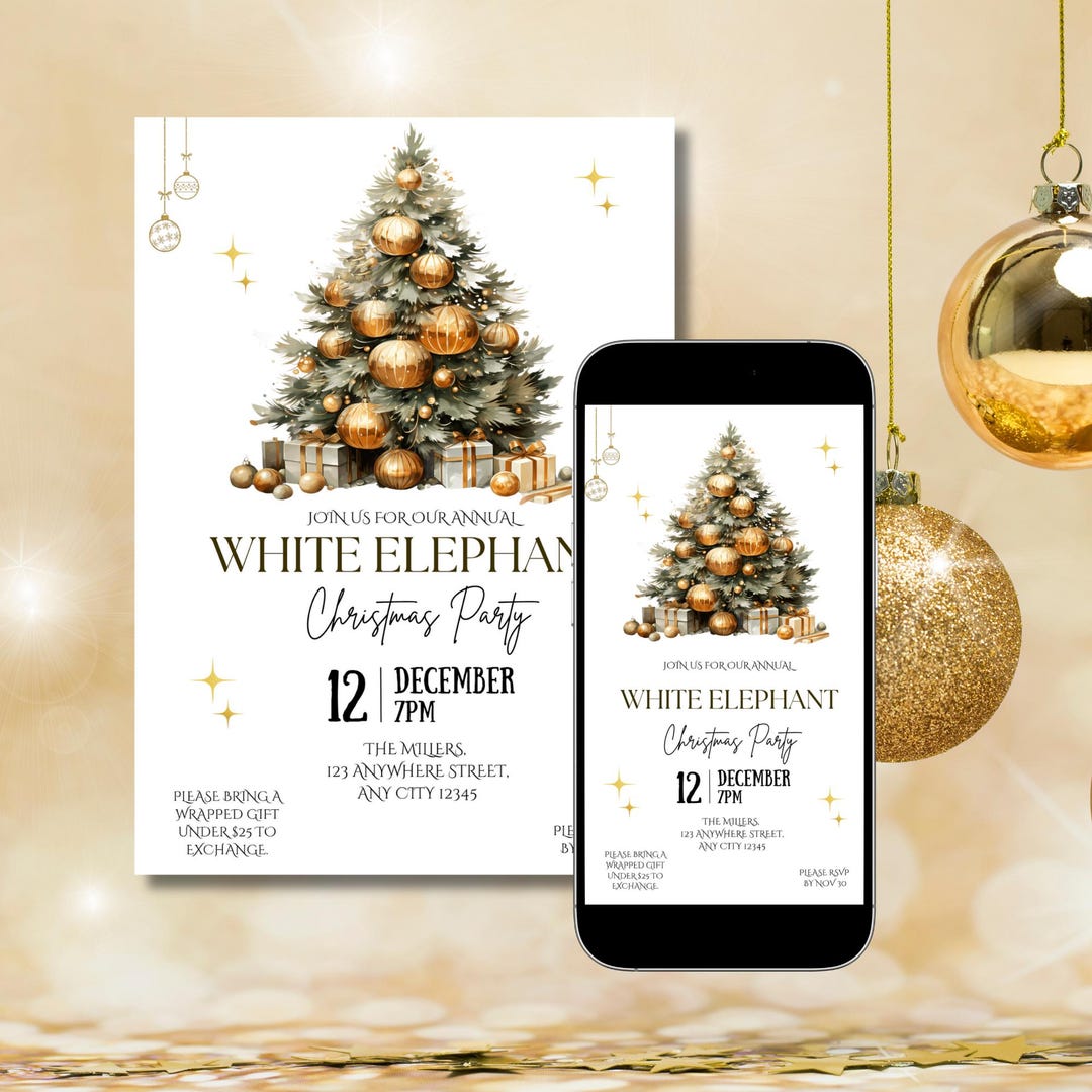 Plantilla editable de invitación navideña para intercambio de regalos ...