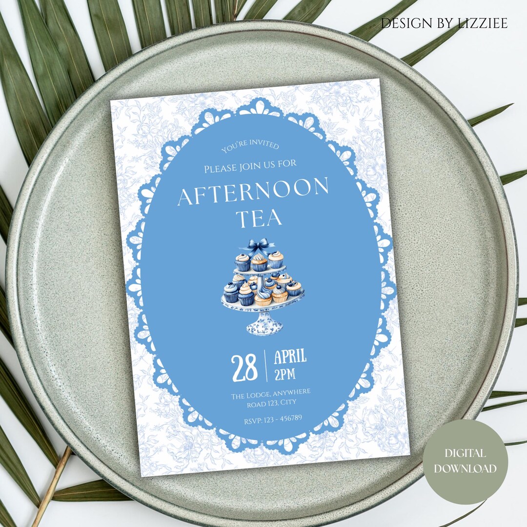Editable Afternoon Tea Invitation, Let's Par-tea Invitation Template ...