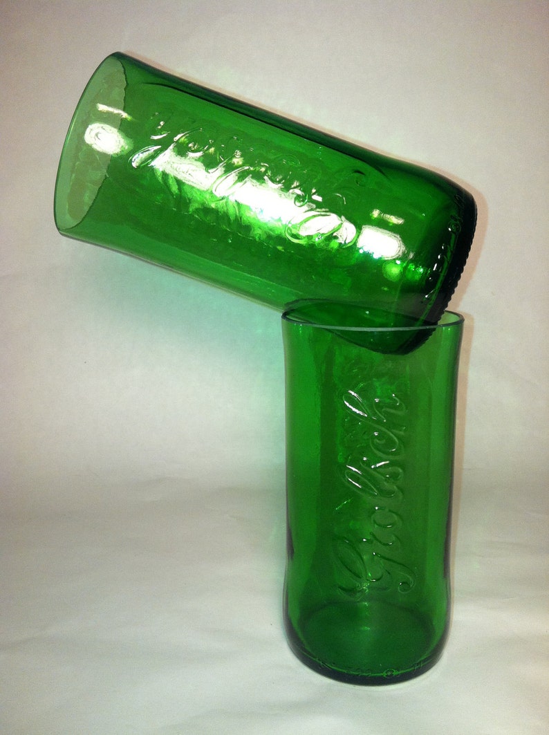Grolsch Recycled Emerald Beer Bottle Glasses Set of 2 Etsy