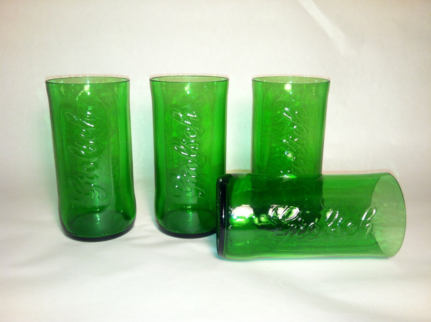 Grolsch Recycled Emerald Beer Bottle Glasses Set of 4 Etsy